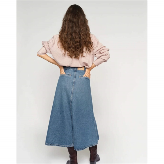 Mos Mosh Leala Denim Nederdel, Mid Blue